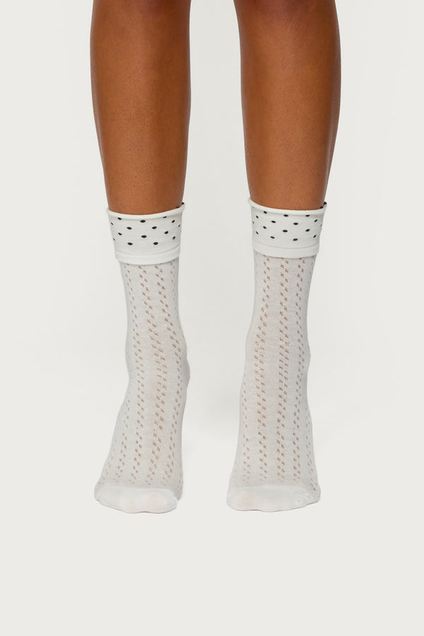 Edikted Pointelle Polka Dot Socks White