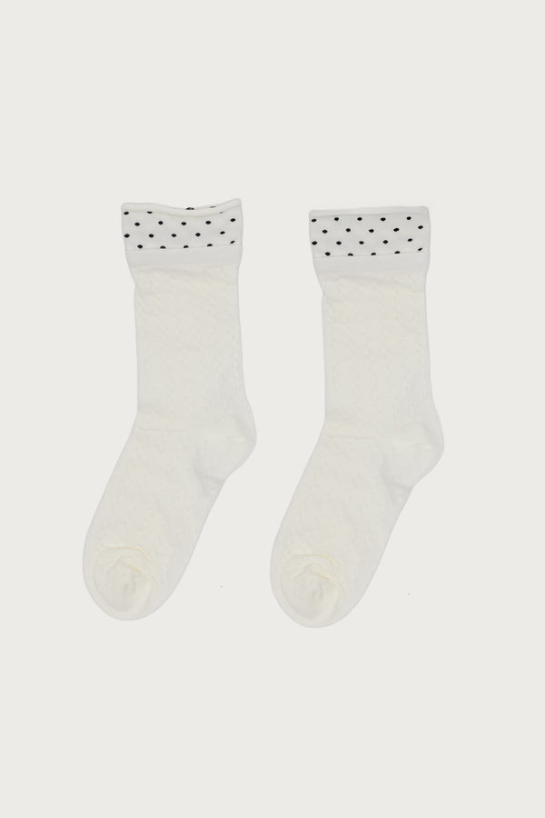 Edikted Pointelle Polka Dot Socks White
