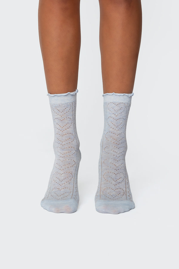 Edikted Pointelle Socks Blue