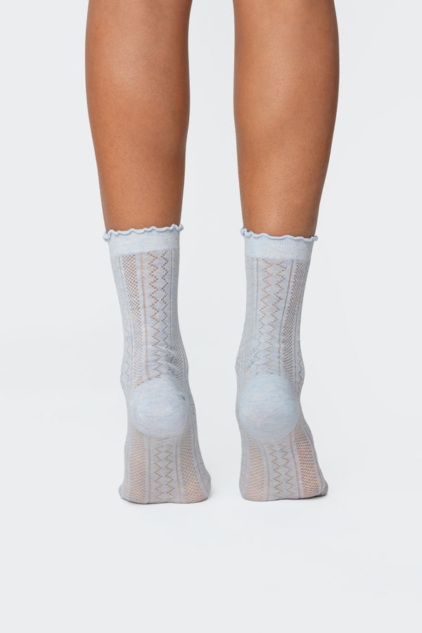 Edikted Pointelle Socks Blue