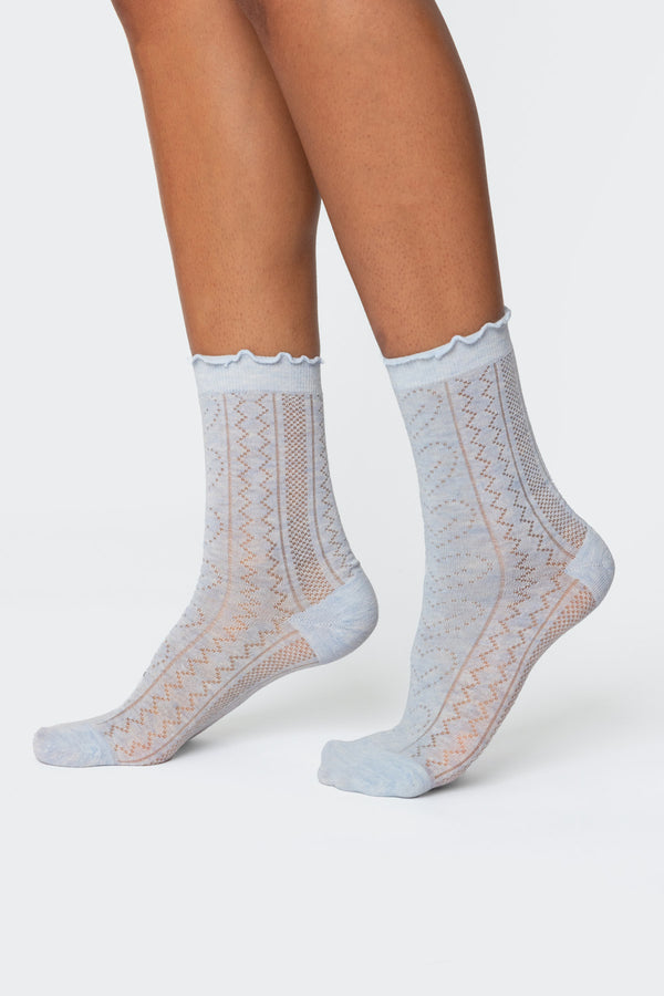 edikted Pointelle Socks blue