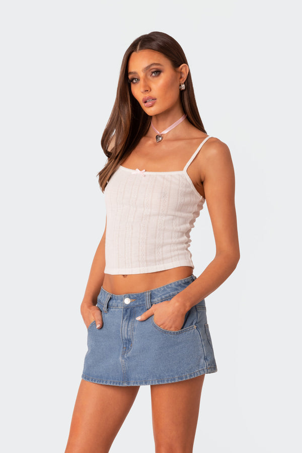 Edikted Pointelle Tank Top White