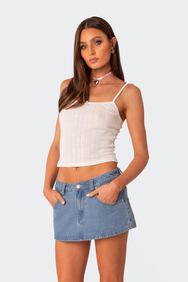 Edikted Pointelle Tank Top White