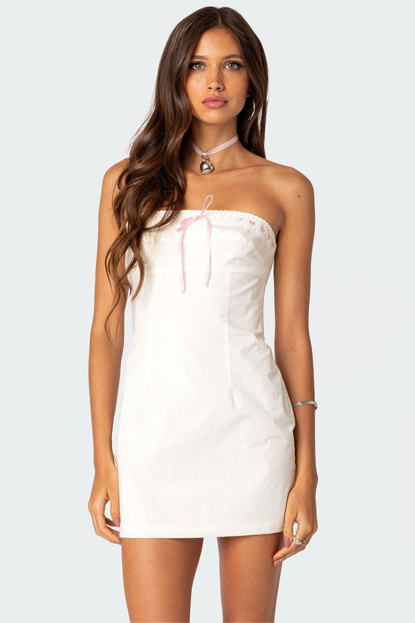 Edikted Poplin Bustier Mini Dress White