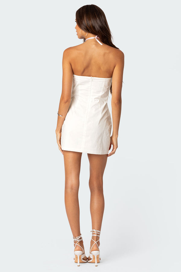 Edikted Poplin Bustier Mini Dress White
