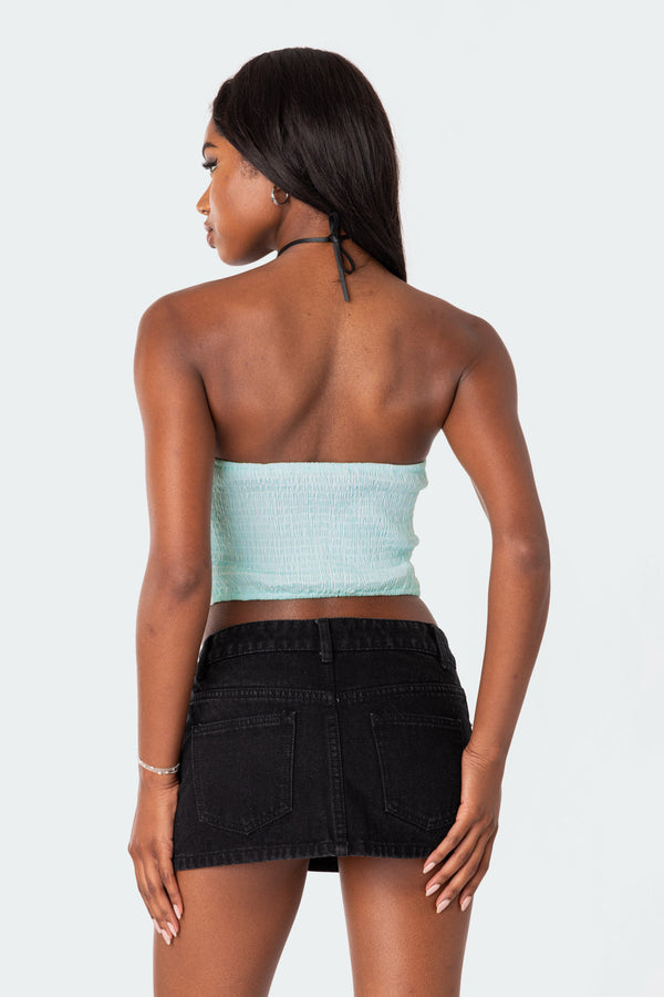 Edikted Poplin Bustier Top Turquoise