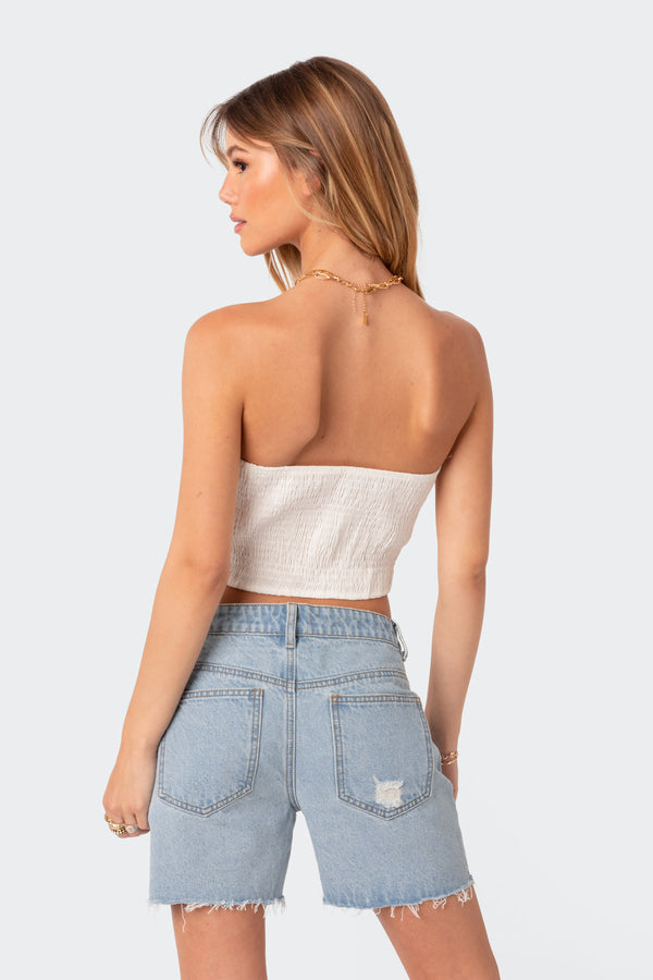 Edikted Poplin Bustier Top White