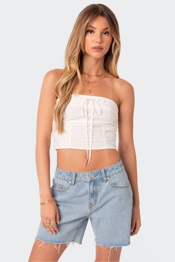 edikted Poplin Bustier Top white