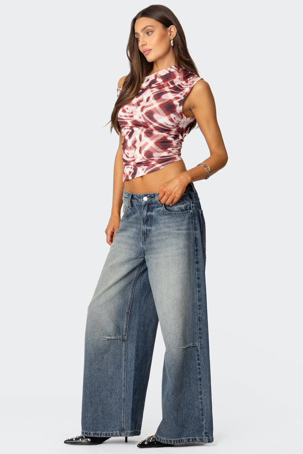 Edikted Portlyn Printed Asymmetric Top Mix