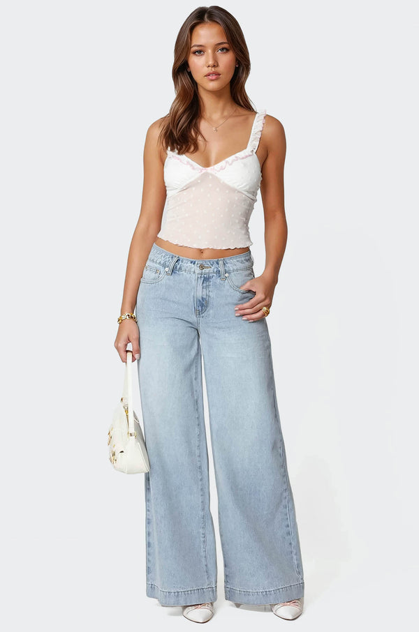 Edikted Posey Sheer Tank Top White