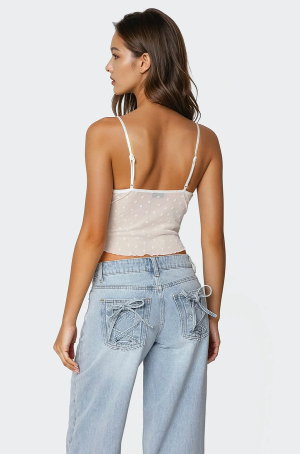 Edikted Posey Sheer Tank Top White