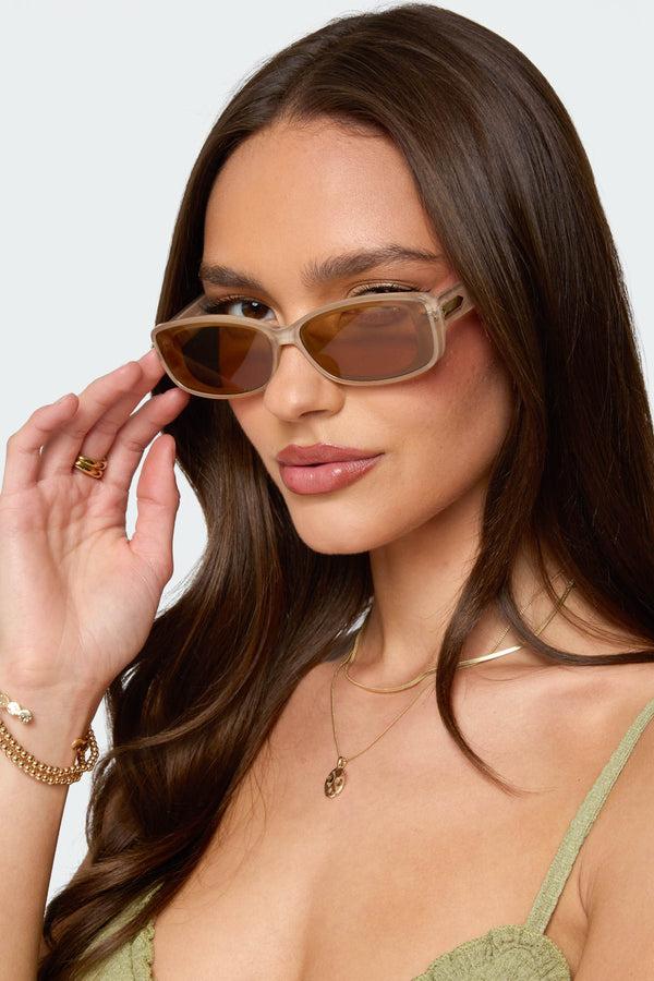 edikted Posie Rectangle Glasses nude