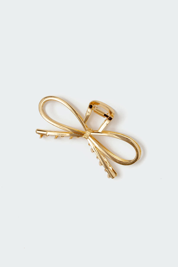 Edikted Pretty Bow Hair Clip Gold
