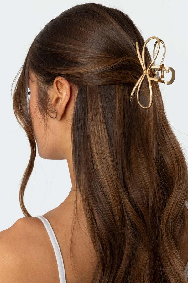 edikted Pretty Bow Hair Clip gold