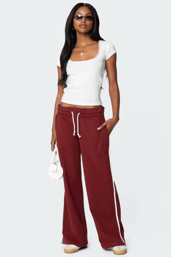 Edikted Priscilla Lace Trim T Shirt White