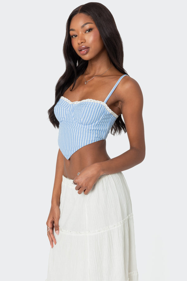 Edikted Puckered Triangle Corset Light Blue