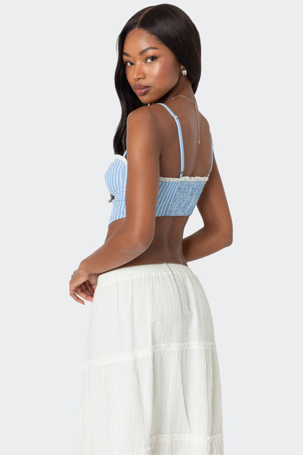 Edikted Puckered Triangle Corset Light Blue