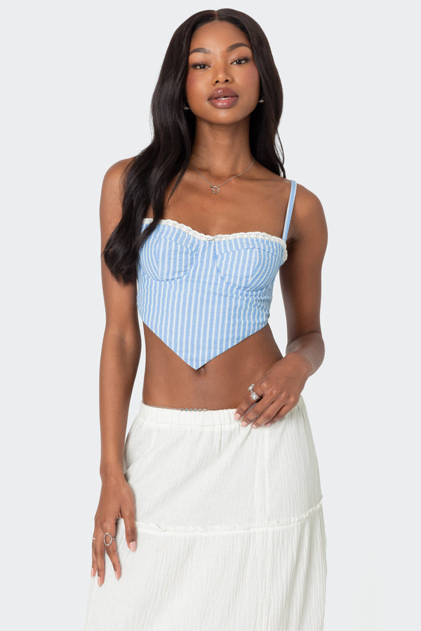 edikted Puckered Triangle Corset light blue