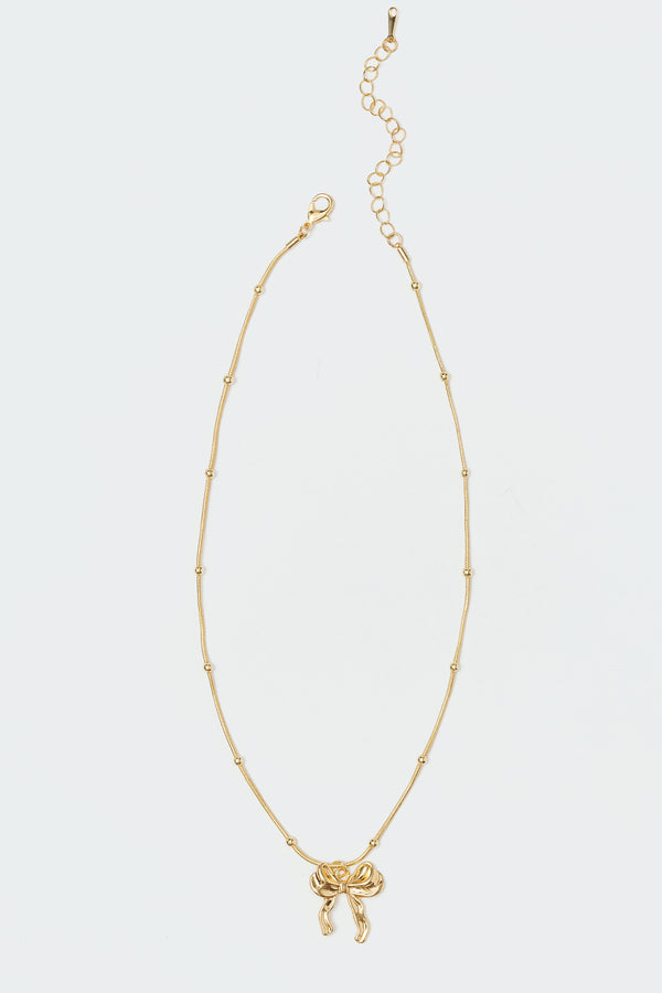 edikted Put A Bow On It Necklace gold