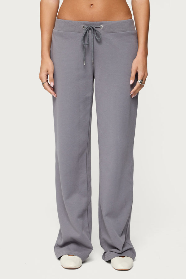 Edikted Quinn Straight Leg Sweatpants Gray