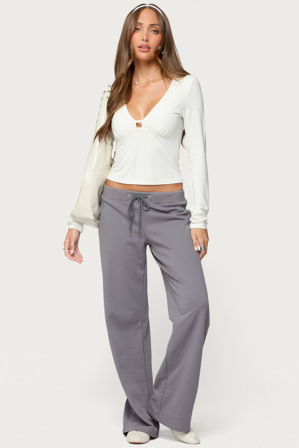 edikted Quinn Straight Leg Sweatpants gray