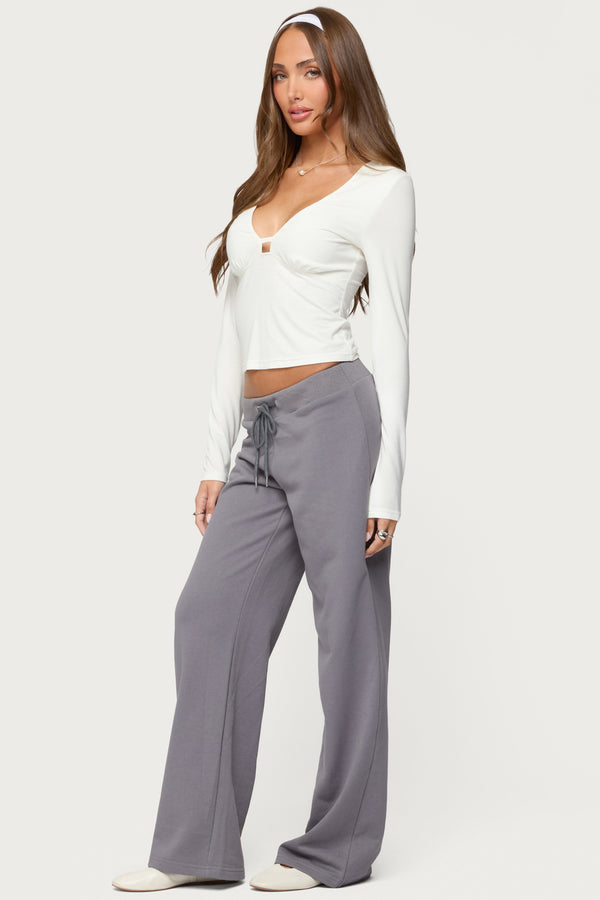 Edikted Quinn Straight Leg Sweatpants Gray