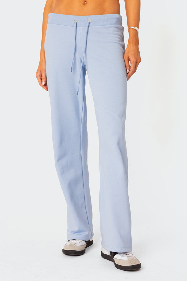 Edikted Quinn Straight Leg Sweatpants Light Blue