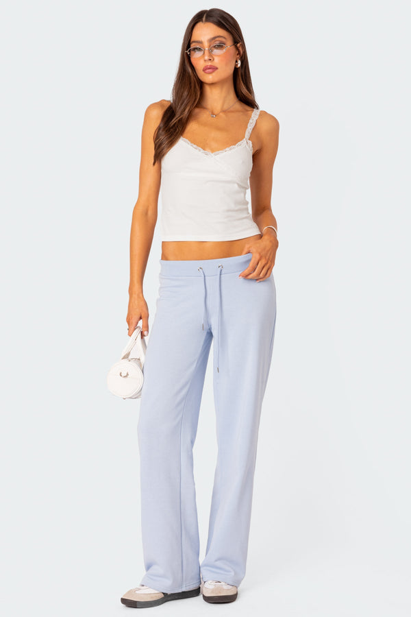 edikted Quinn Straight Leg Sweatpants light blue