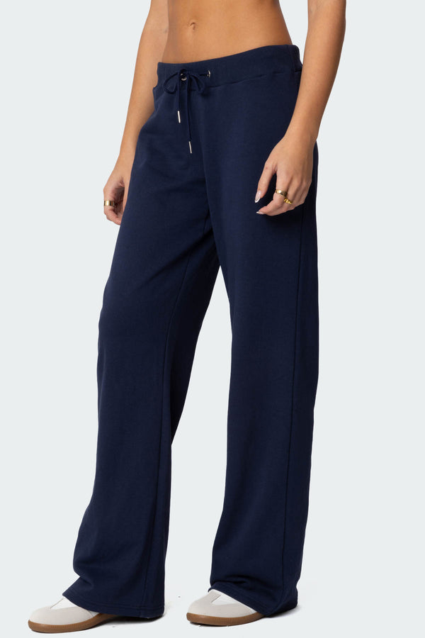 Edikted Quinn Straight Leg Sweatpants Navy