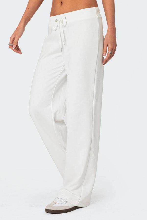 Edikted Quinn Straight Leg Sweatpants White
