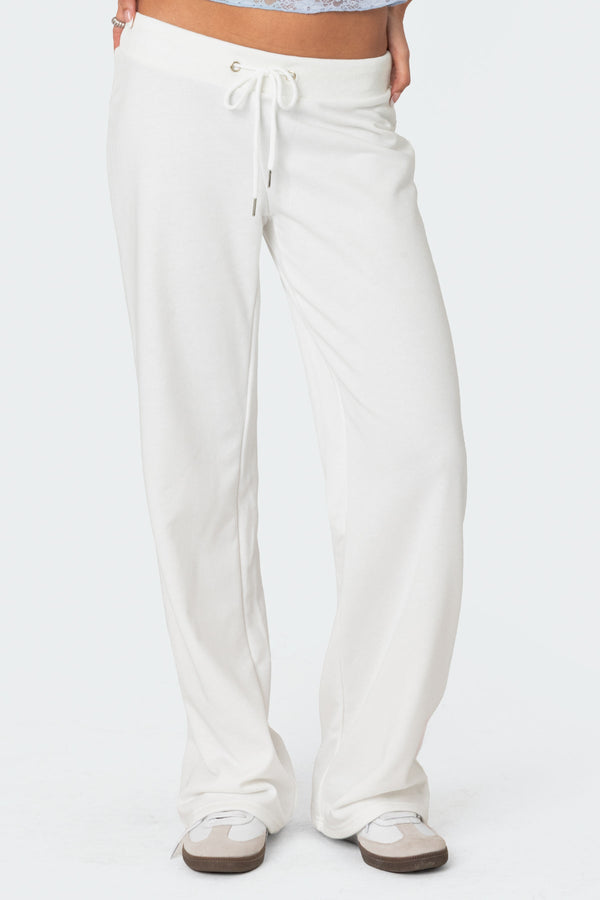 Edikted Quinn Straight Leg Sweatpants White