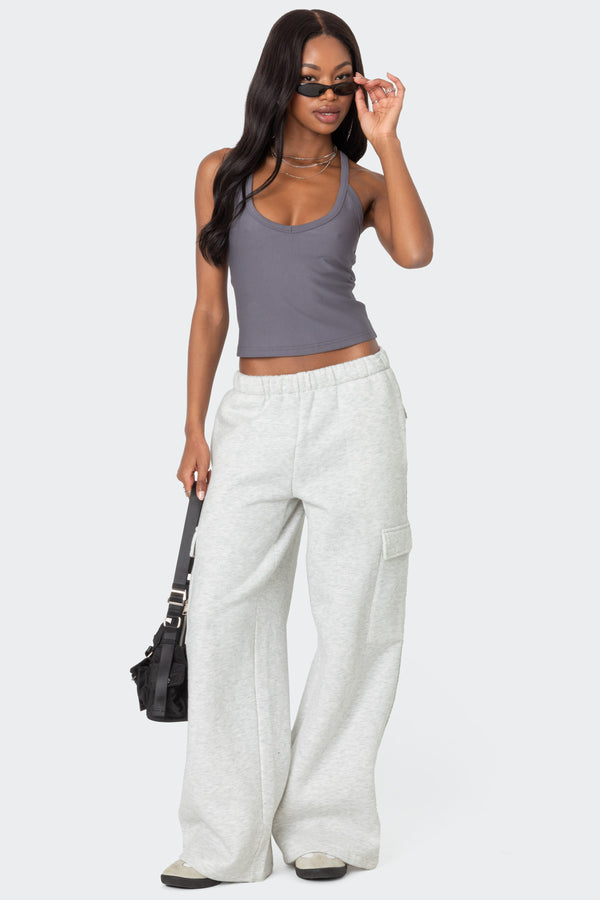 Edikted Racer Back Halter Top Gray