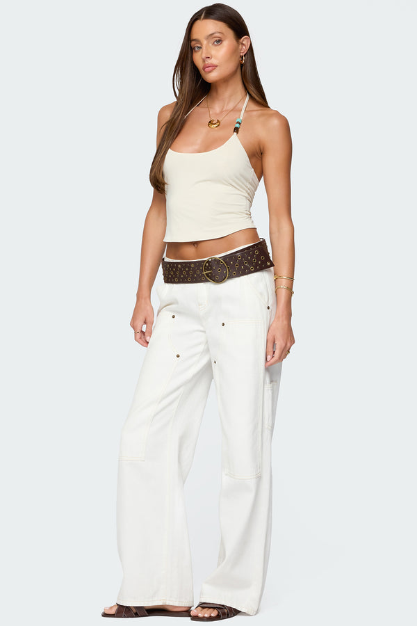 Edikted Radley Bead Halter Top Cream