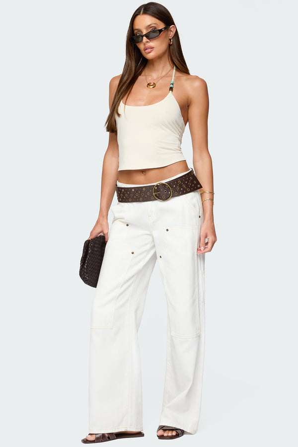 Edikted Radley Bead Halter Top Cream