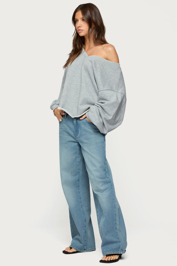 Edikted Raelynn Washed Low Rise Jeans Tinted Denim