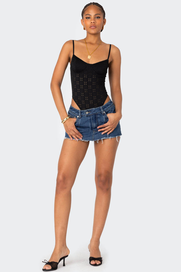 Edikted Raven Cupped Eyelet Bodysuit Black