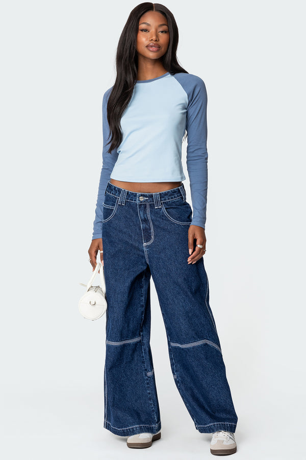 edikted Raya Long Sleeve T Shirt blue