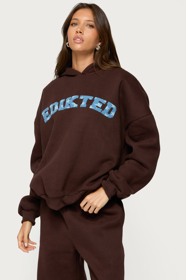 Edikted Really Edikted Hoodie Brown