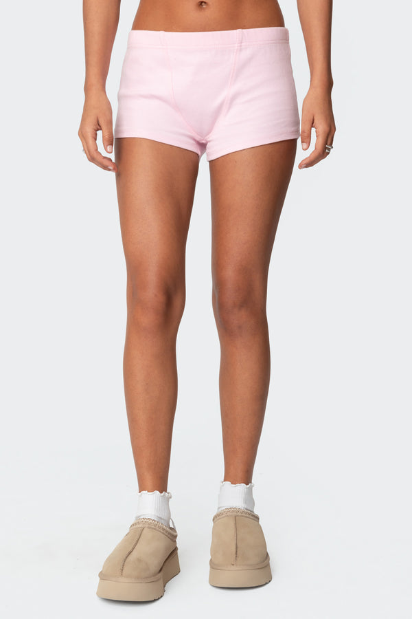 Edikted Rebekah Ribbed Shorts Light Pink