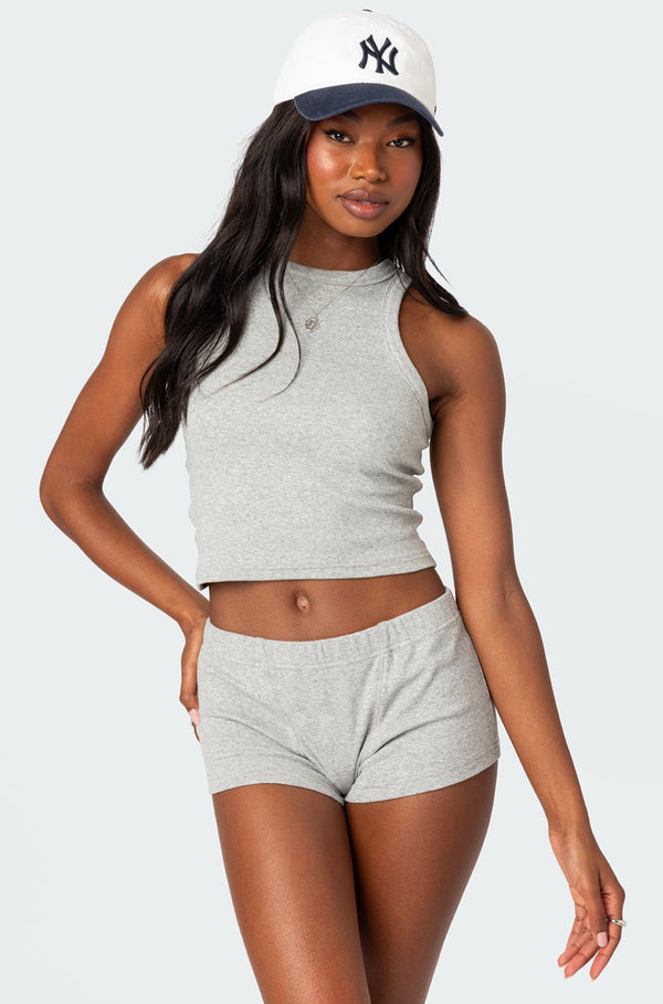 edikted Rebekah Ribbed Tank Top gray melange