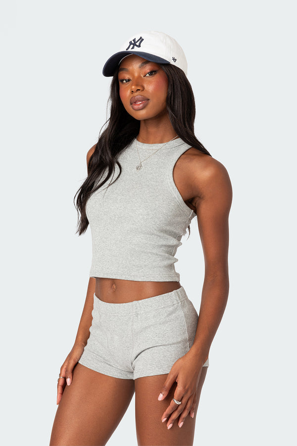 Edikted Rebekah Ribbed Tank Top Gray Melange