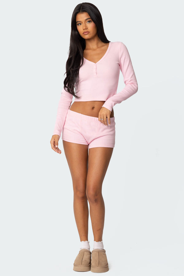 Edikted Rebekah Ribbed Top Light Pink