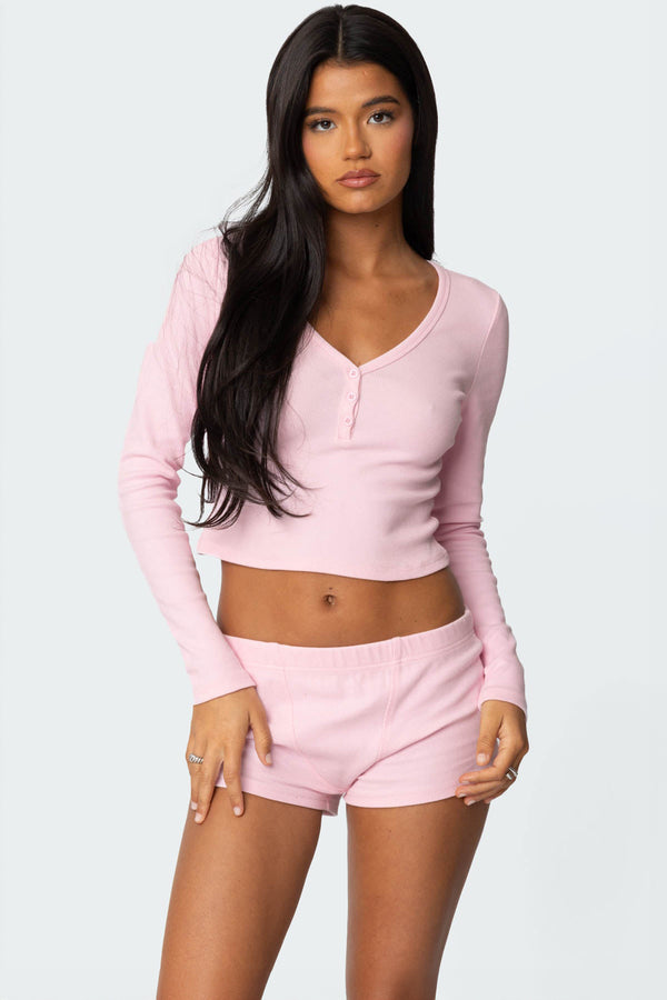 edikted Rebekah Ribbed Top light pink