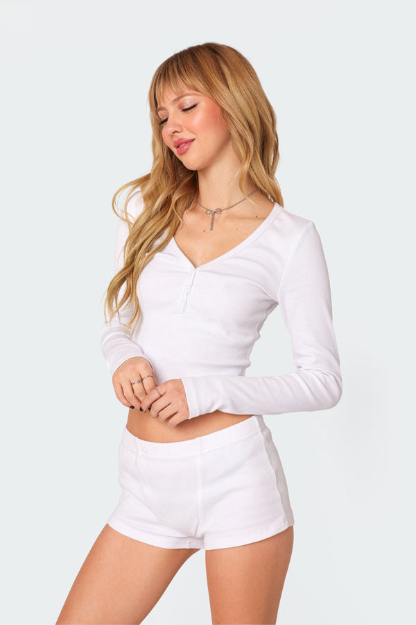 Edikted Rebekah Ribbed Top White