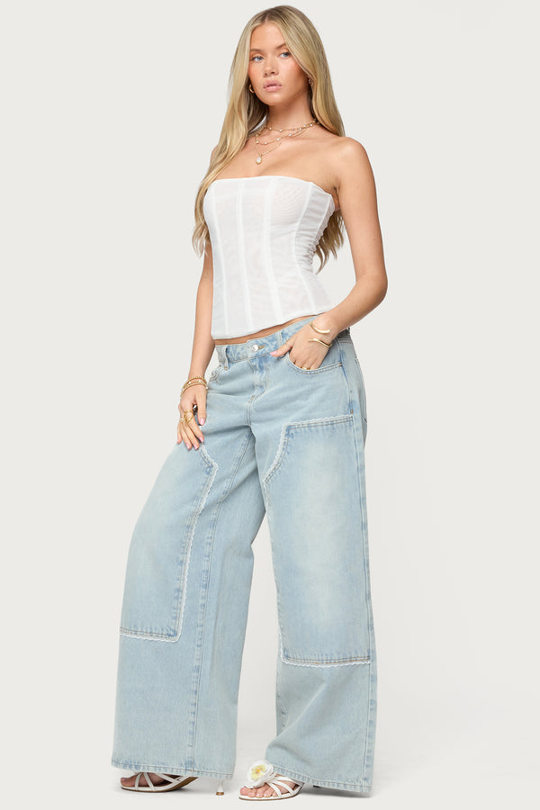 Edikted Reed Sheer Mesh Corset White