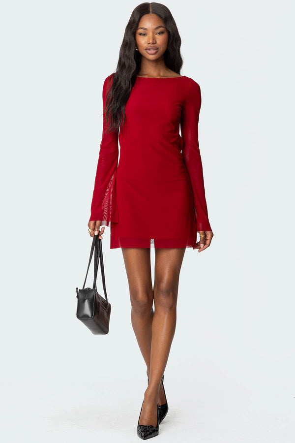 Edikted Reena Backless Mini Dress Red