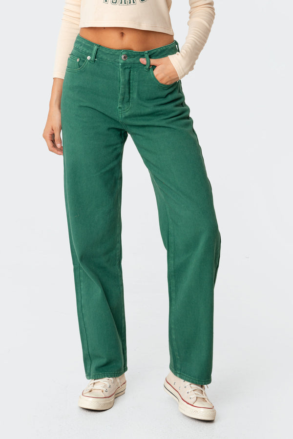Edikted Reigan Wide-Leg Jeans Green