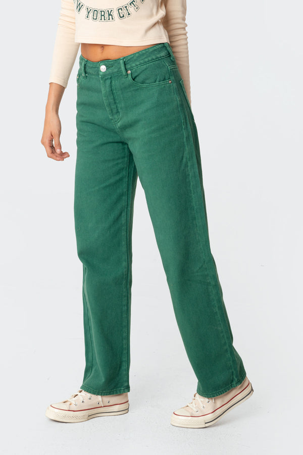 Edikted Reigan Wide-Leg Jeans Green