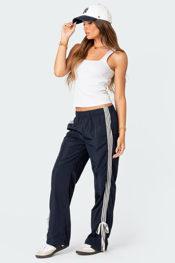 edikted Remy Ribbon Track Pants navy