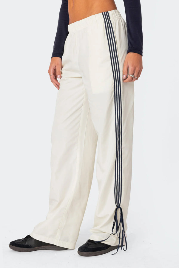 Edikted Remy Ribbon Track Pants Off White